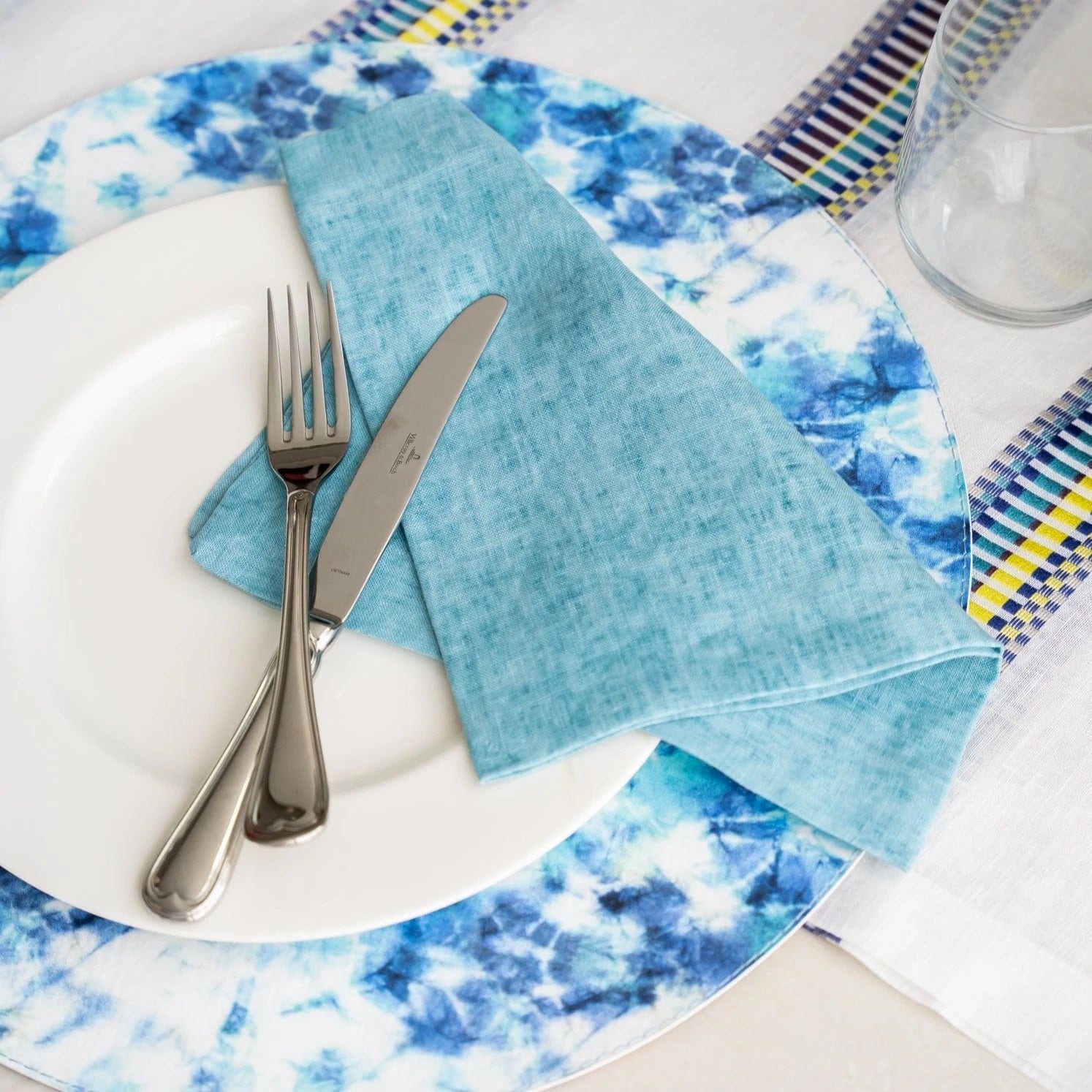 Lifestyle - Eden Turquoise & Green Placemats by Mode Living | Fig Linens