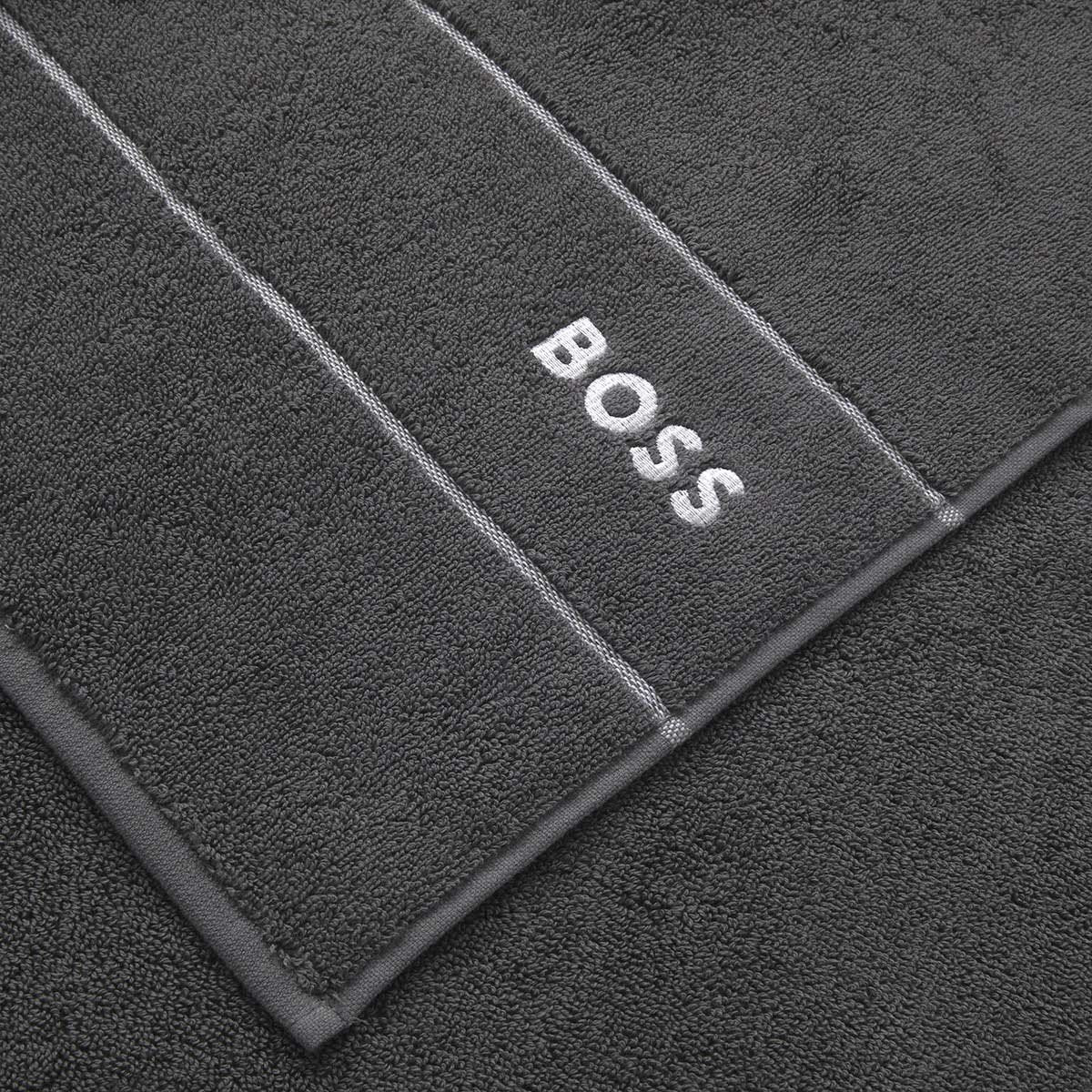 Fig Linens - Plain Graphite Bath Towels by Hugo Boss - Closeup