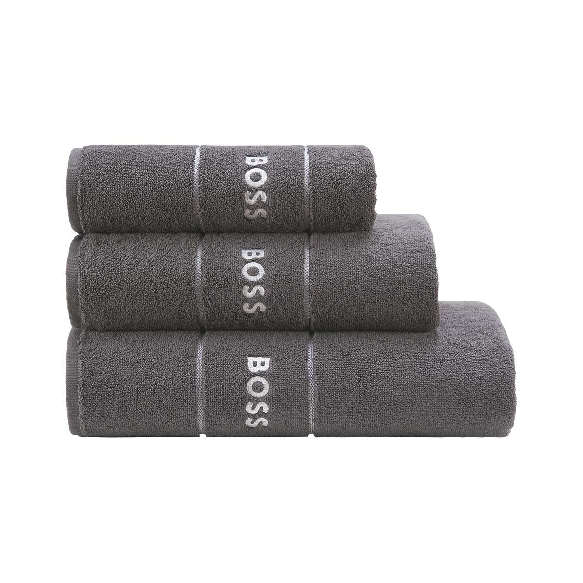 Plain Graphite Bath Towels by Hugo Boss | Fig Linens