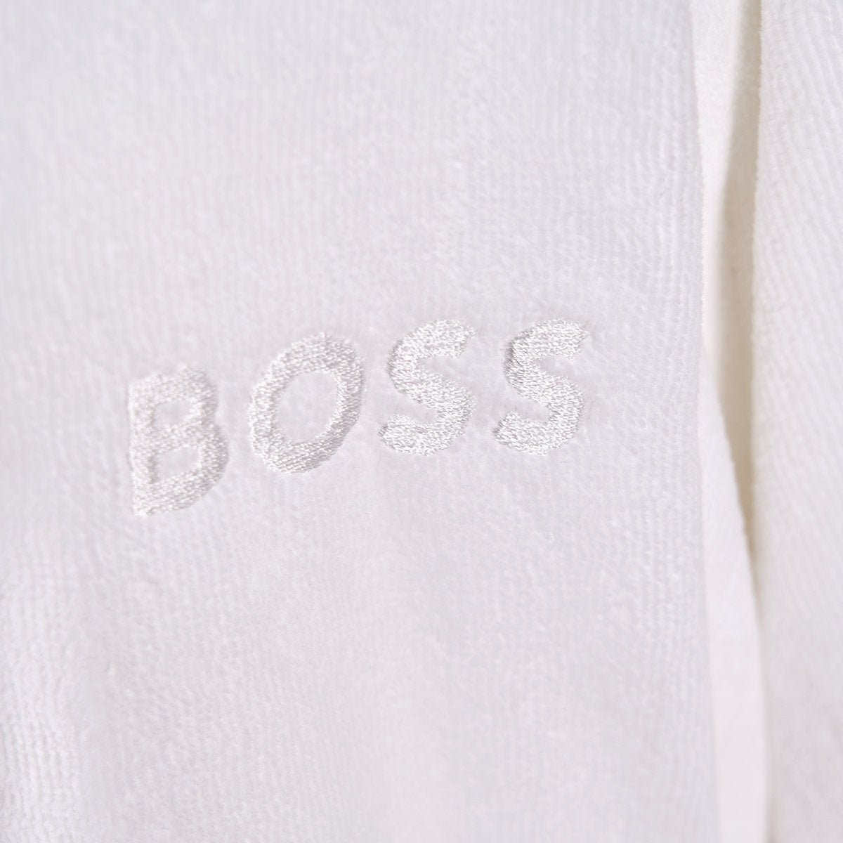 Embroidery Detail - Plain Ice Hooded Bathrobe by Hugo Boss | Fig Linens