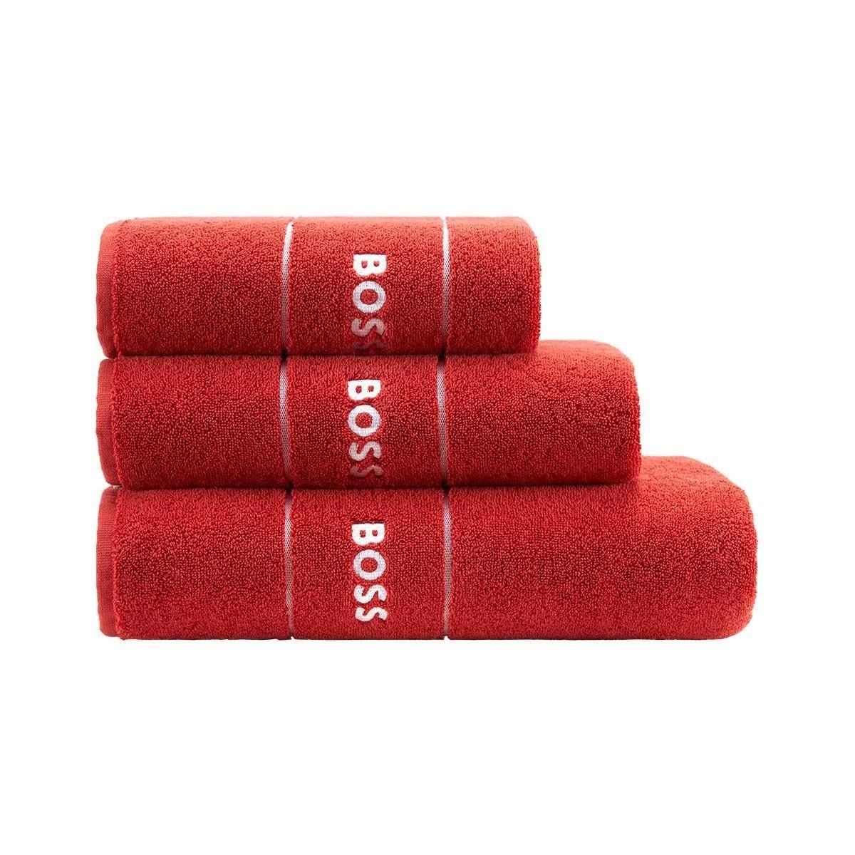 Plain Red Bath Towels by Hugo Boss | Fig Linens