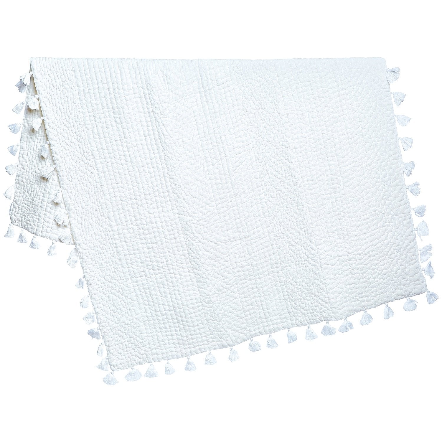 Sahati White Hand-Stitched Throw by John Robshaw | Fig Linens and Home