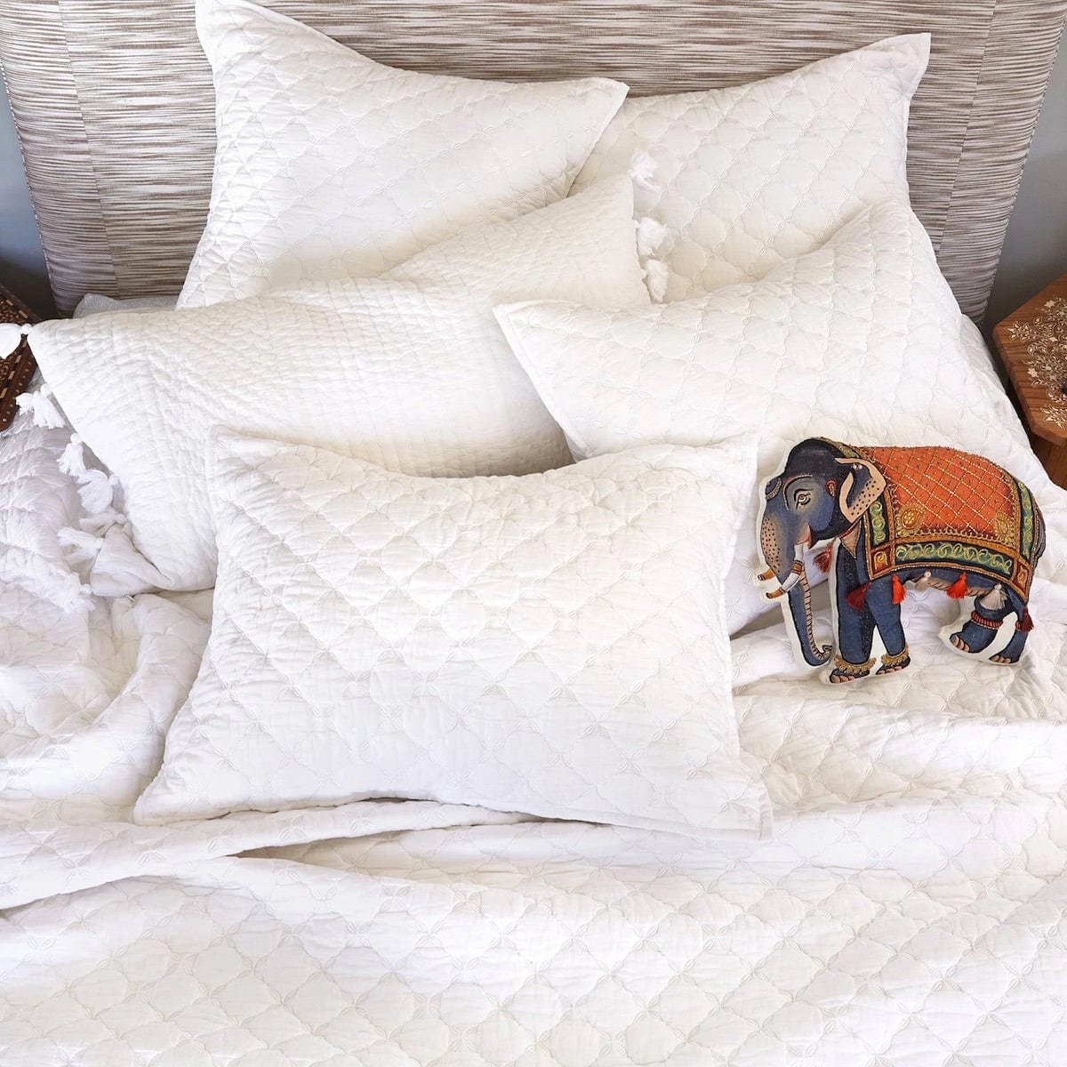 Layla White Bedding by John Robshaw | Fig Linens