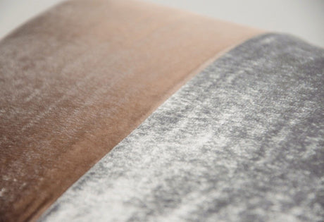 Kevin O'Brien Studio Latte Velvet Color Block Pillow - Close up -  Fig Linens