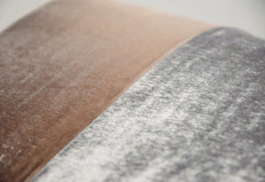 Kevin O'Brien Studio Latte Velvet Color Block Pillow - Close up -  Fig Linens