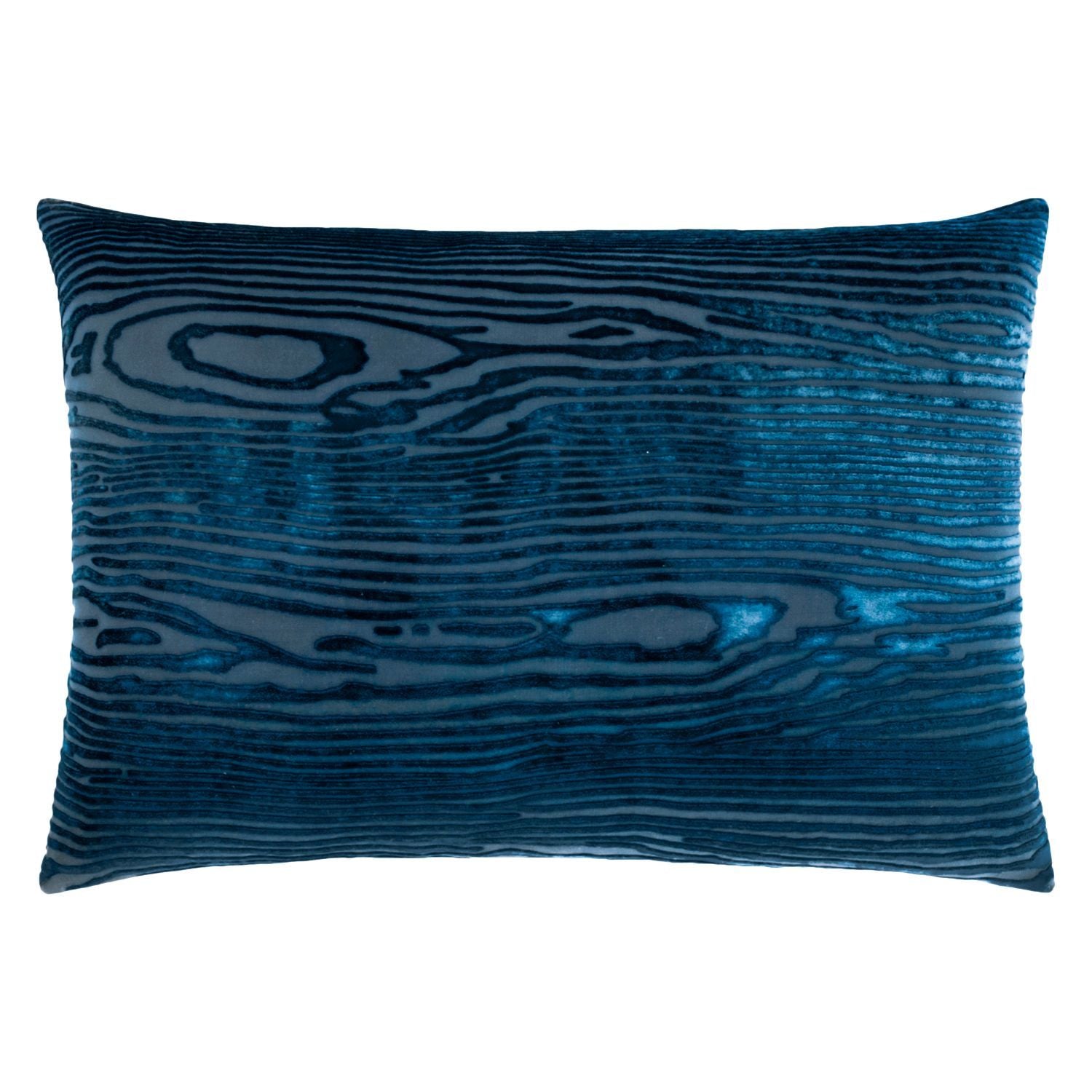 Cobalt Black Woodgrain Velvet Pillow by Kevin O'Brien Studio