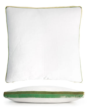 Fig Linens - White & Grass Double Tuxedo Pillow by Kevin O'Brien Studio