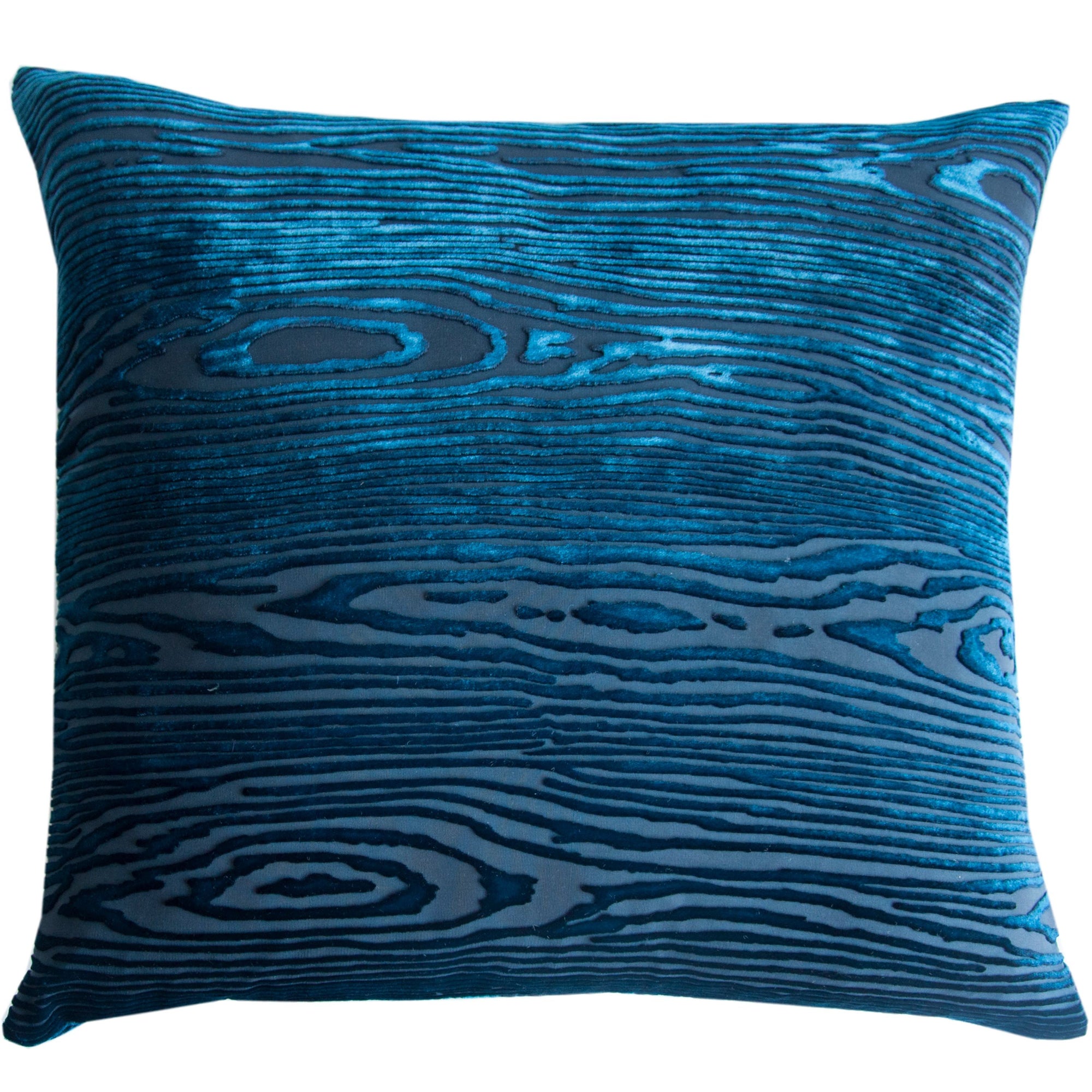 Cobalt Black Woodgrain Velvet Pillow by Kevin O'Brien Studio