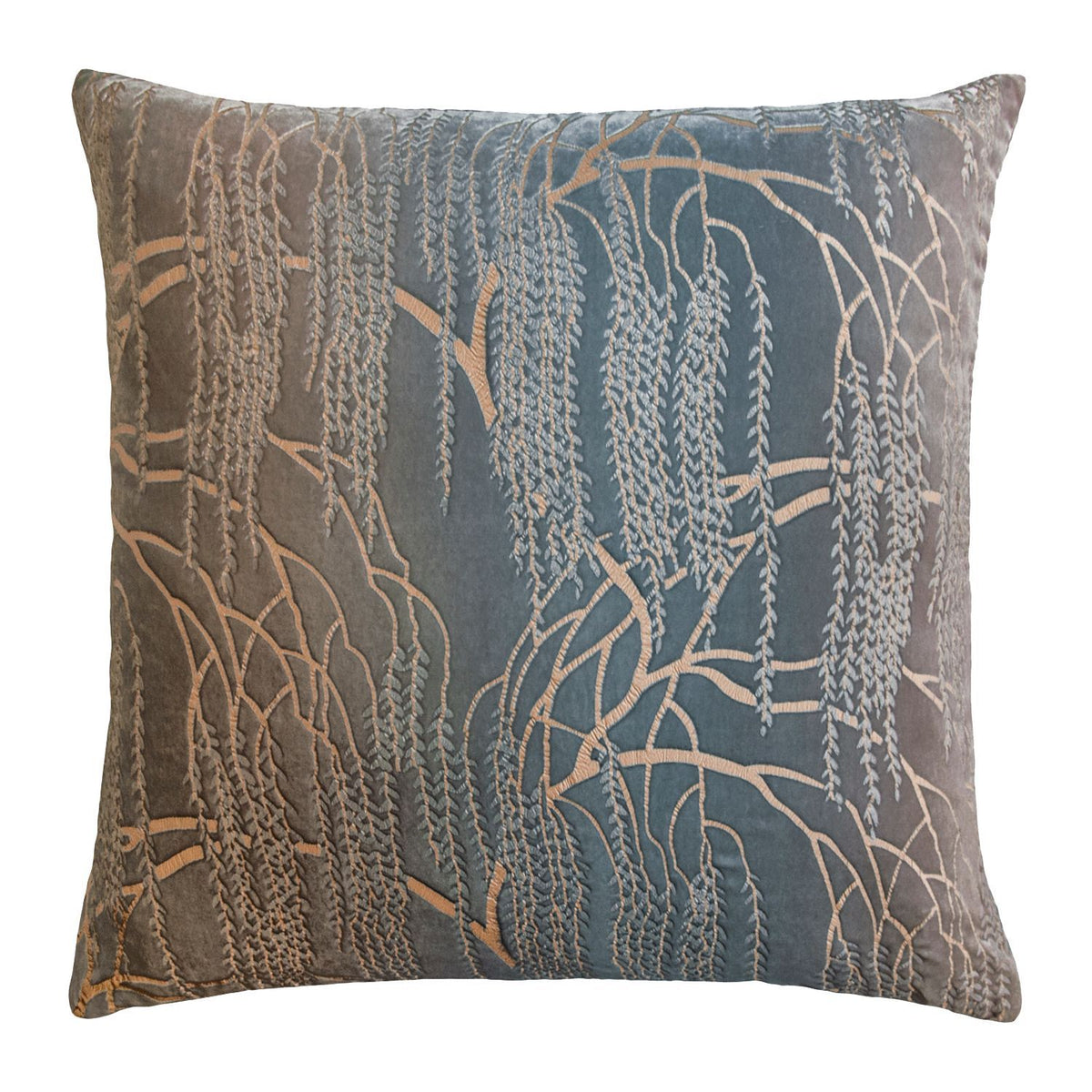Fig Linens - Gunmetal Willow Metallic Decorative Pillow by Kevin O&#39;Brien Studio