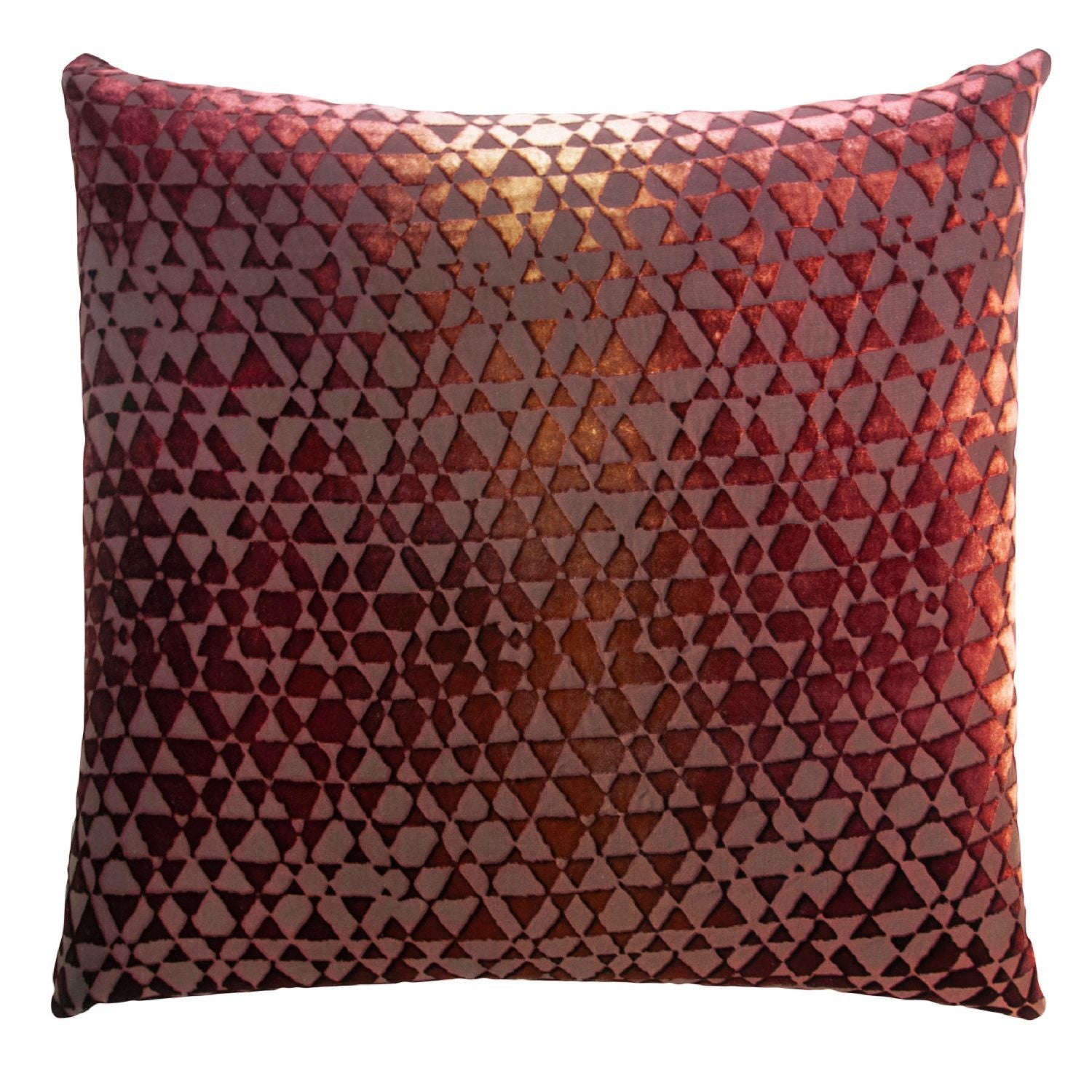 Paprika Triangles Velvet Pillow by Kevin O'Brien Studio | Fig Linens