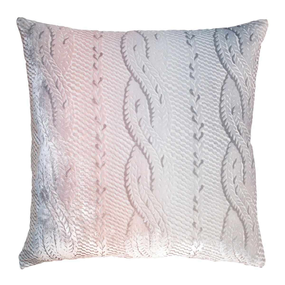 Fig Linens - Moonstone Cable Knit Velvet Pillow by Kevin O&#39;Brien Studio