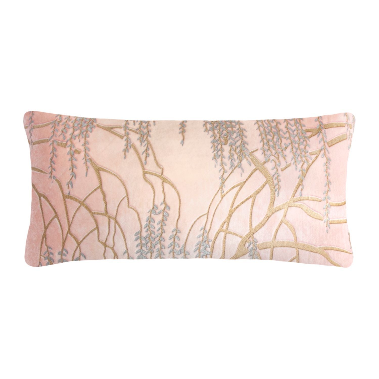 Fig Linens - Kevin O'Brien Studio - Blush Metallic Willow Velvet Boudoir Pillows