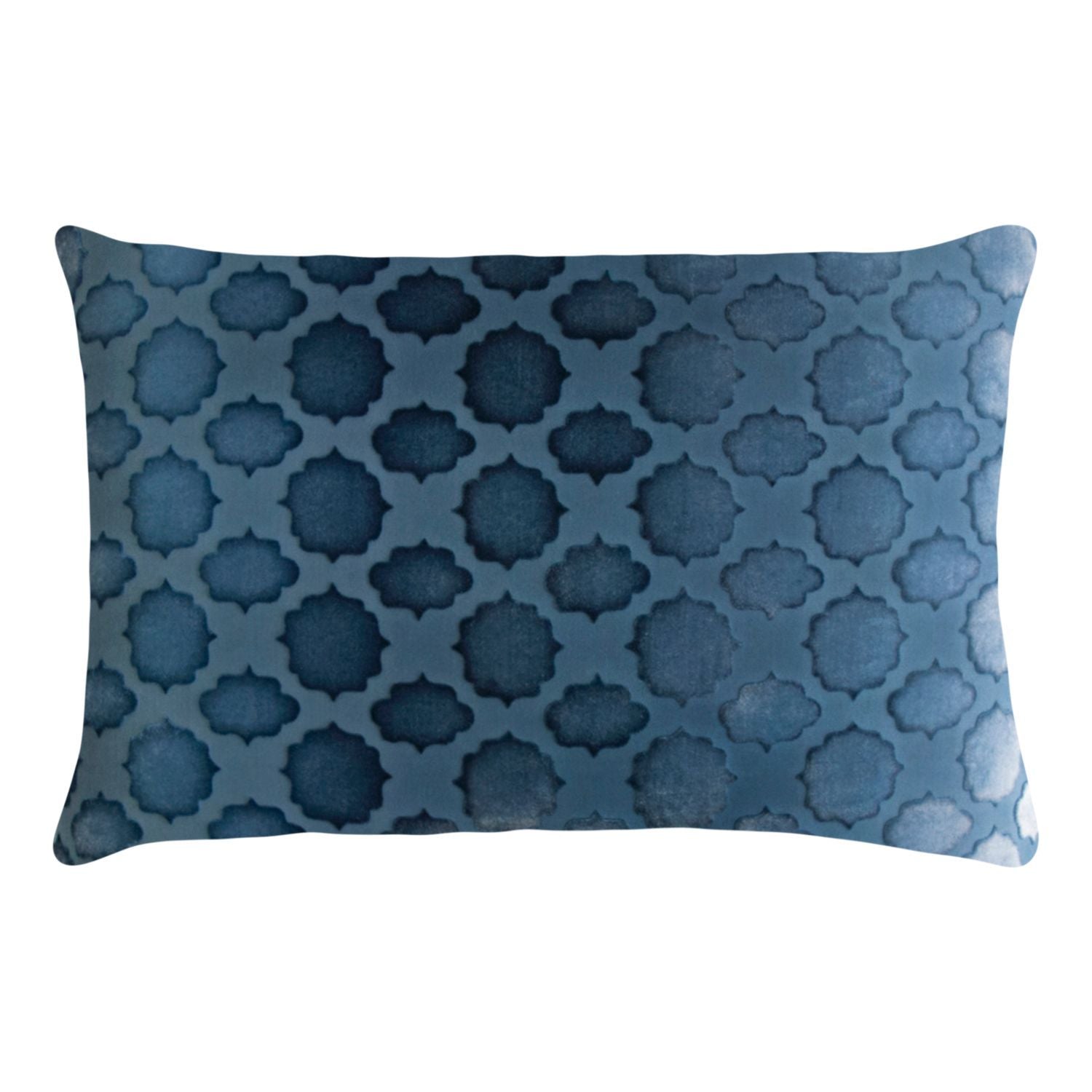 Mod Fretwork Velvet Denim Pillows by Kevin O’Brien Studio - Fig Linens