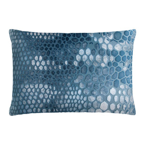 Fig Linens - Denim Snakeskin Velvet Boudoir Pillows by Kevin O'Brien Studio