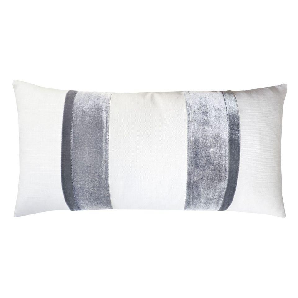 Fig Linens - Gray Stripe Oblong Decorative Pillow by Kevin O'Brien Studio