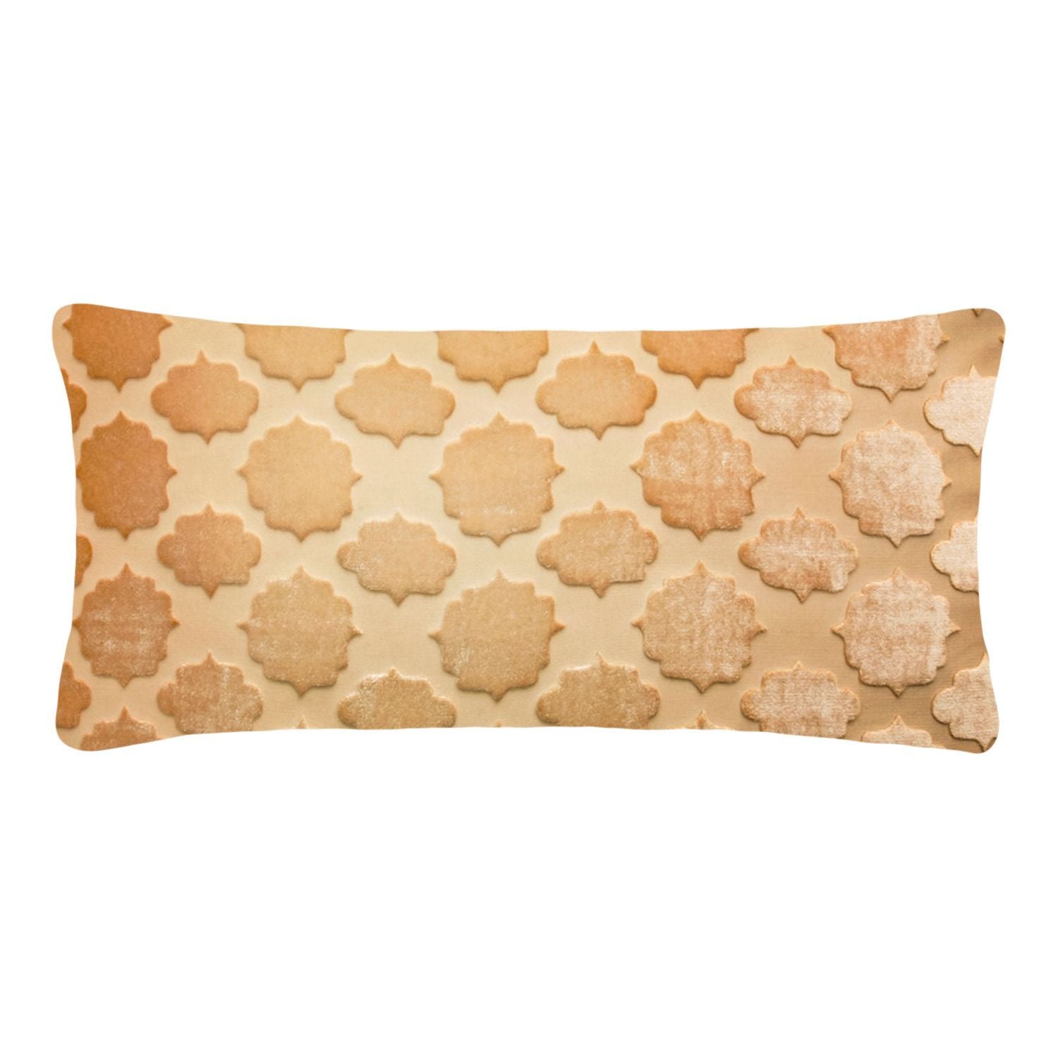 Gold Beige Mod Fretwork Boudoir Pillow by Kevin O'Brien Studio | Fig Linens