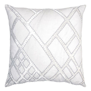 Net White & Grey Velvet Appliqué Pillow by Kevin O'Brien Studio