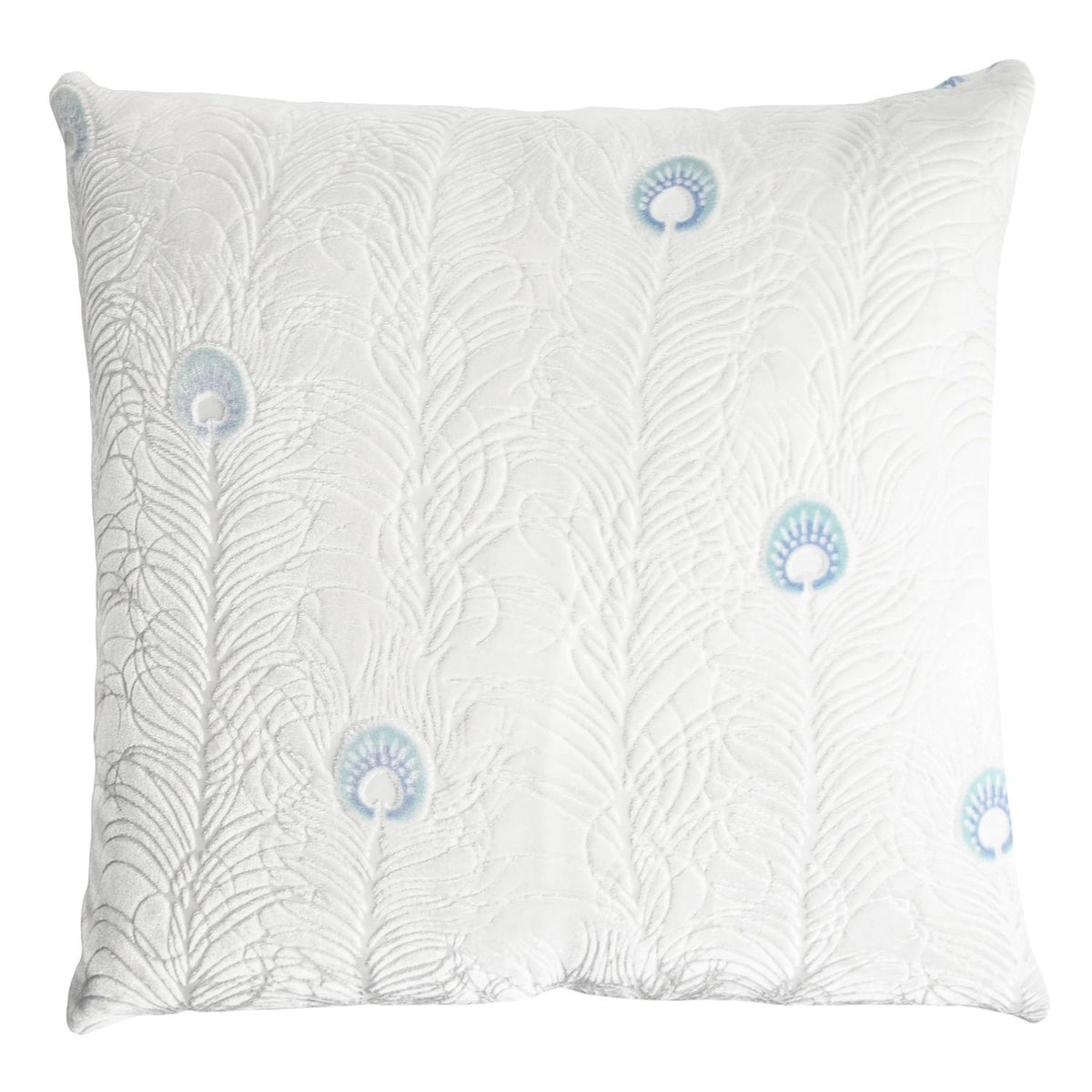 Fig Linens - White Peacock Feather Decorative Pillow by Kevin O&#39;Brien Studio