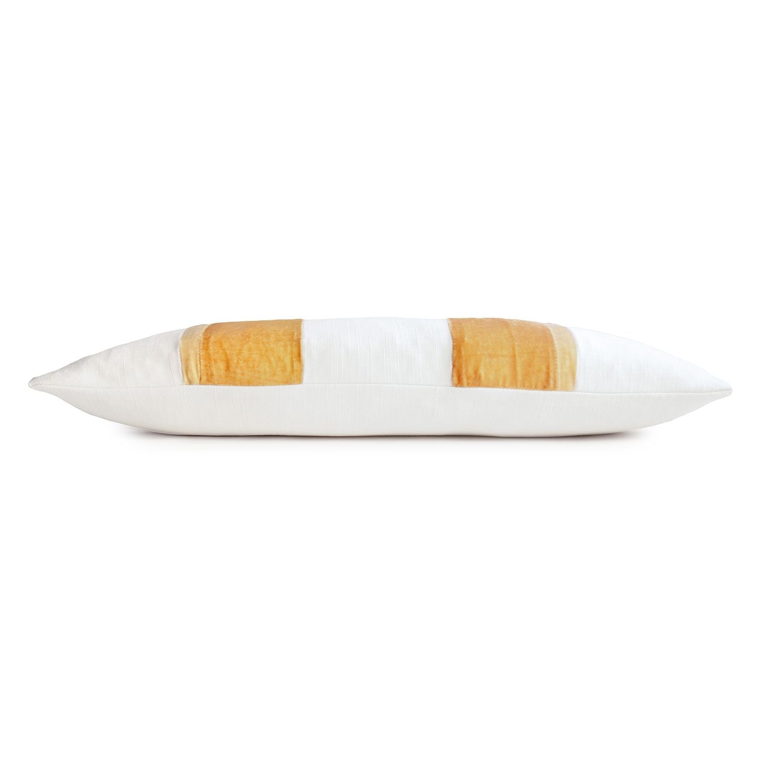 Fig Linens - Gold Beige Stripe Oblong Decorative Pillow by Kevin O'Brien Studio - Side