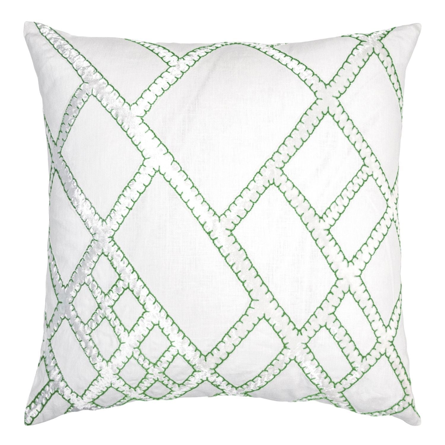 Fig Linens - Grass Net Velvet Appliqué Pillow by Kevin O'Brien Studio