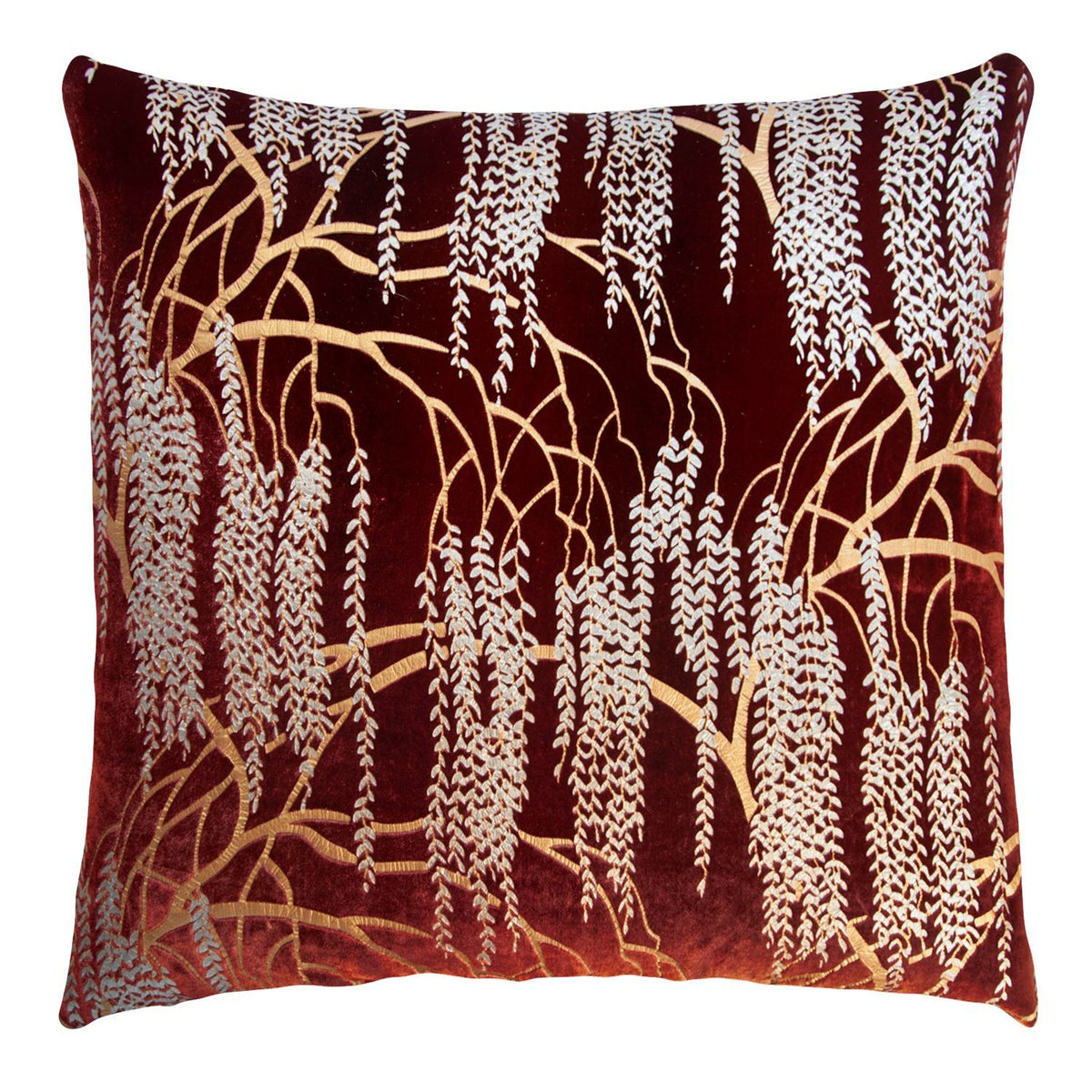 Fig Linens -Paprika Willow Metallic Velvet Pillow by Kevin O&#39;Brien Studio 