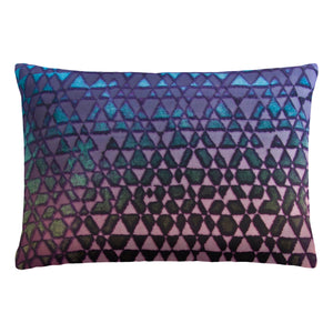 Fig Linens - Triangles Velvet Peacock Boudoir Pillows by Kevin O’Brien Studio