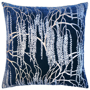 Metallic Willow Cobalt Black Velvet Pillows - Fig Linens