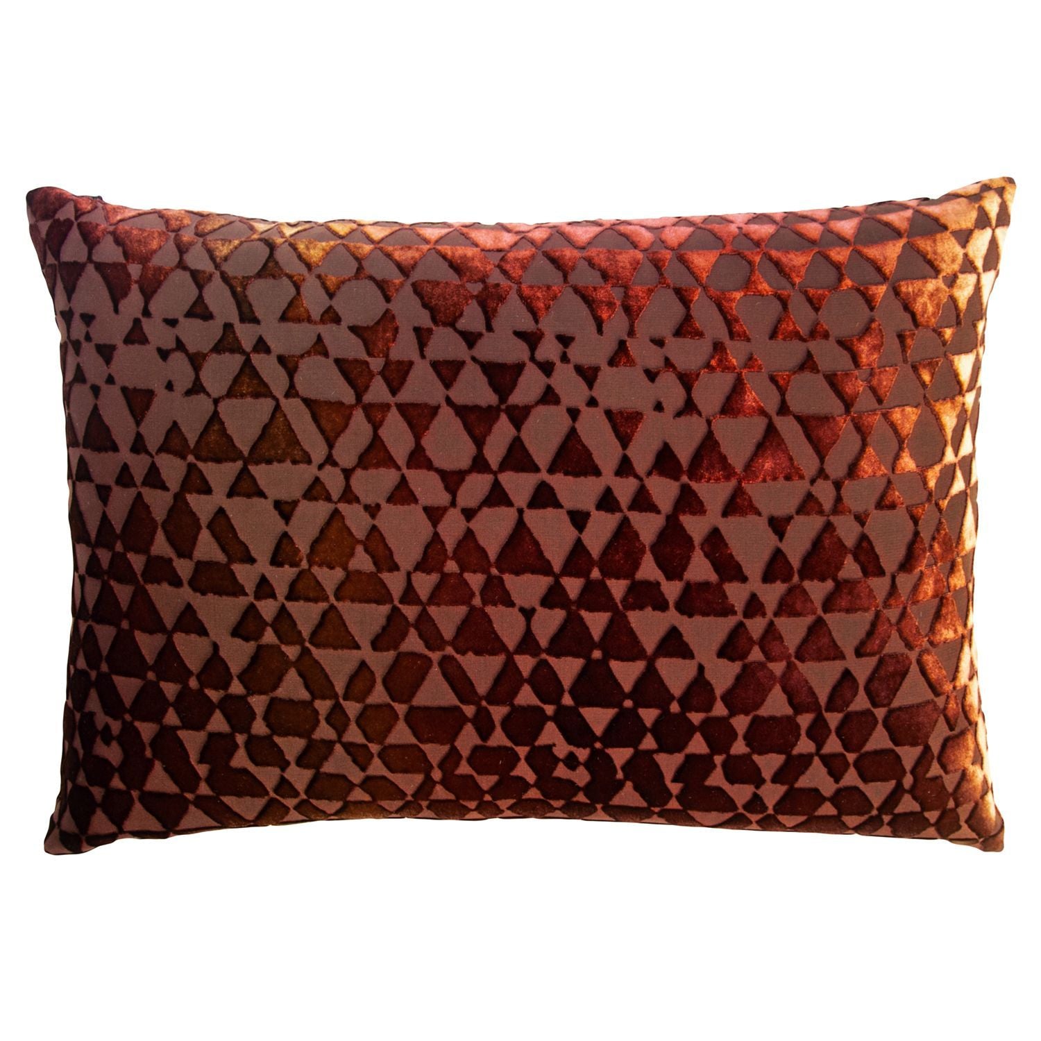 Paprika Triangles Velvet Decorative Pillow by Kevin O'Brien Studio | Fig Linens