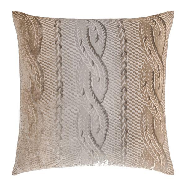 Coyote Cable Knit Velvet Decorative Pillow by Kevin O&#39;Brien Studio | Fig Linens
