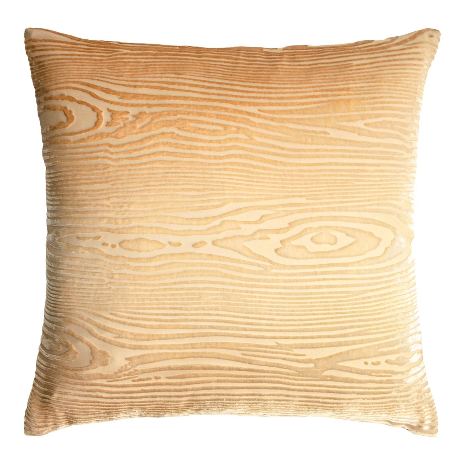 Fig Linens - Woodgrain Velvet Pillow Gold Beige Square Pillows Kevin O'Brien Studio