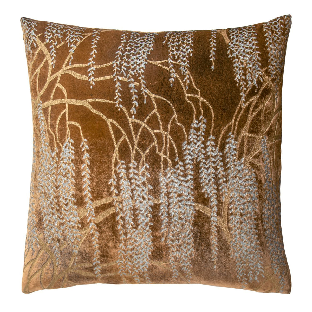 Fig Linens - Copper Ivy Willow Metallic Decorative Pillow by Kevin O&#39;Brien Studio