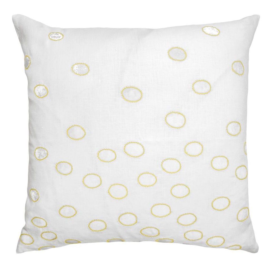 Fig Linens - Yellow Ovals Velvet Appliqué Pillow by Kevin O&#39;Brien Studio