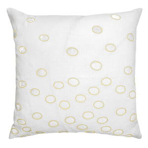 Fig Linens - Yellow Ovals Velvet Appliqué Pillow by Kevin O'Brien Studio