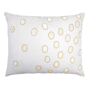 Fig Linens - Yellow Ovals Velvet Appliqué Boudoir Pillow by Kevin O'Brien Studio