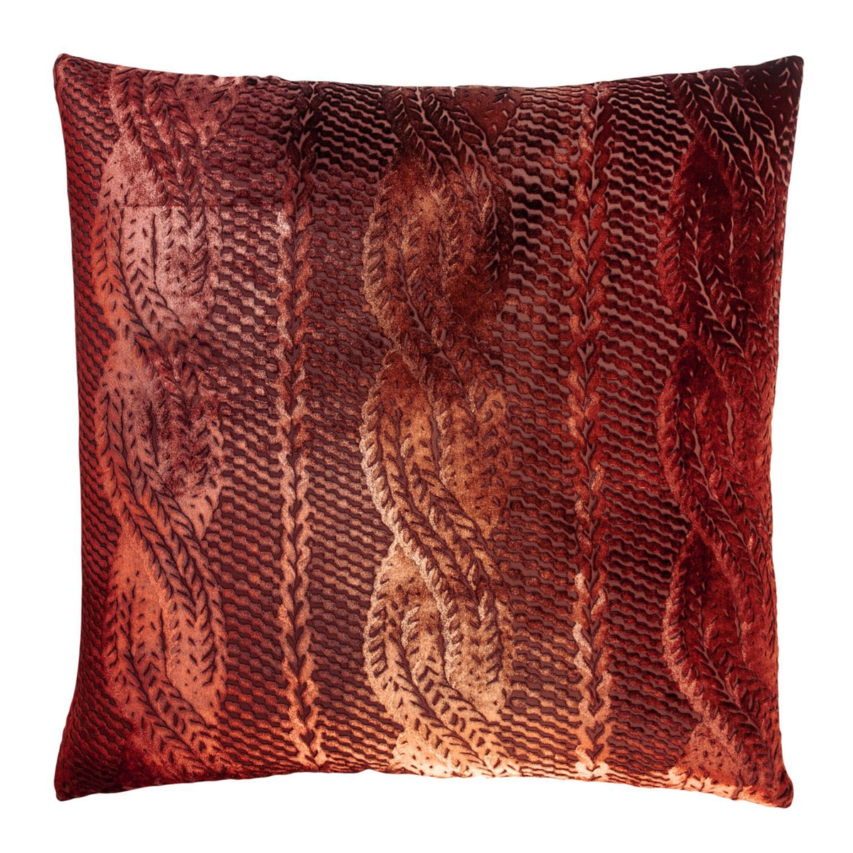 Paprika Cable Knit Velvet Pillow by Kevin O&#39;Brien Studio | Fig Linens