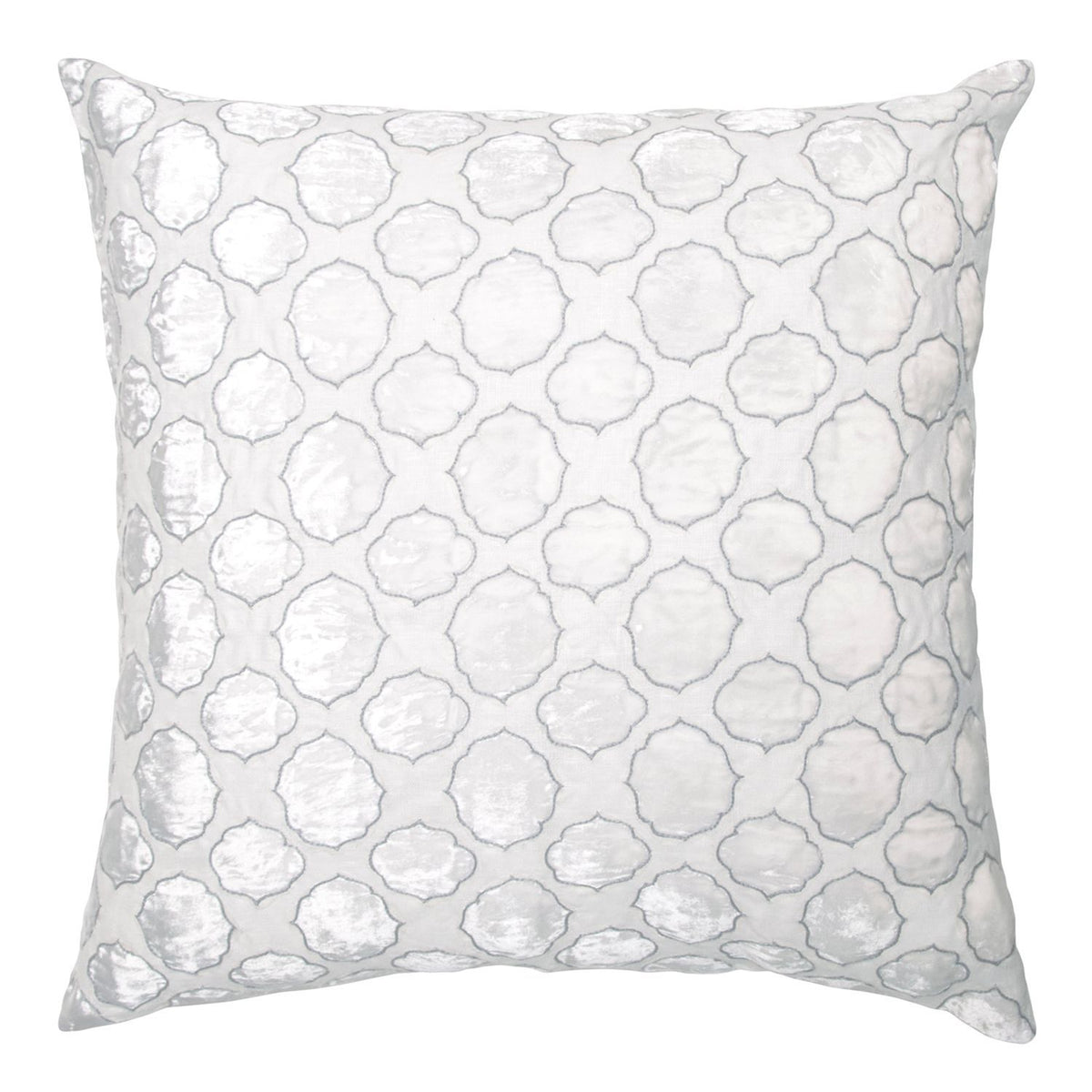 Fig Linens - White &amp; Grey Tile Velvet Appliqué Pillow by Kevin O&#39;Brien Studio 