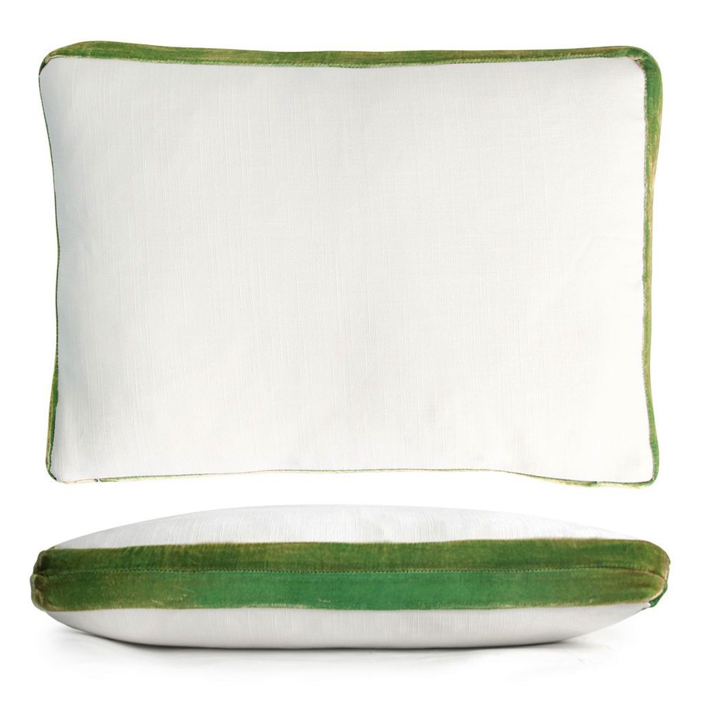 Fig Linens - White & Grass Double Tuxedo Boudoir Pillow by Kevin O'Brien Studio