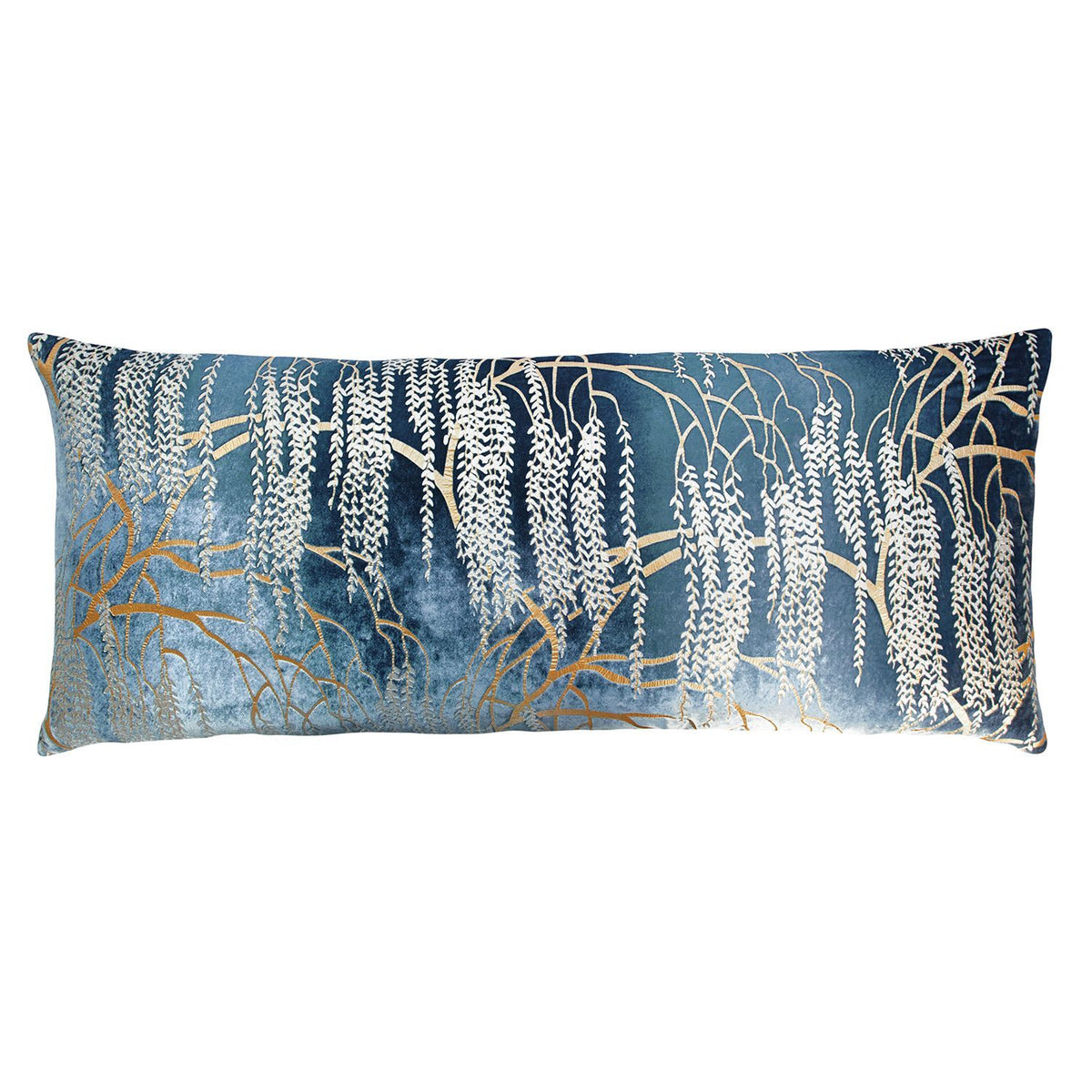 Fig Linens - Denim Willow Metallic Velvet Pillows by Kevin O&#39;Brien Studio