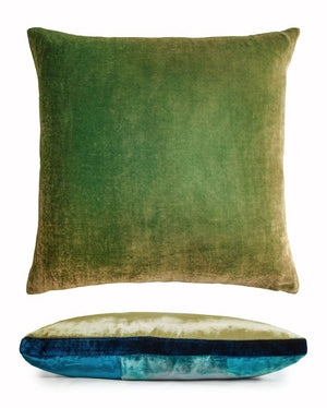 Kevin O'Brien Studio - Grass Velvet Color Block Decorative Pillow - Back