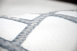 Fig Linens - White & Steel Net Velvet Appliqué Pillow by Kevin O'Brien Studio - Closeup