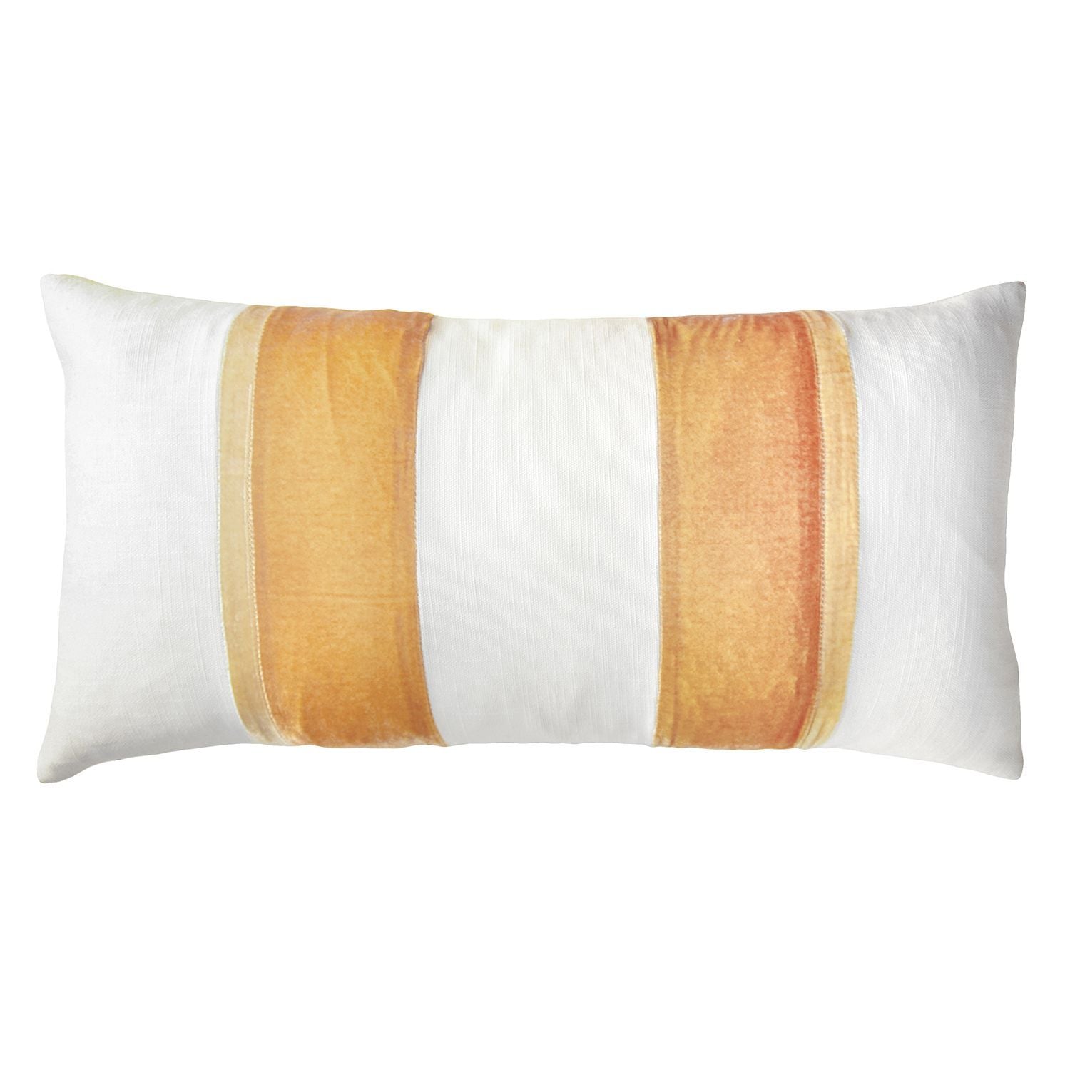 Fig Linens - Gold Beige Stripe Oblong Decorative Pillow by Kevin O'Brien Studio