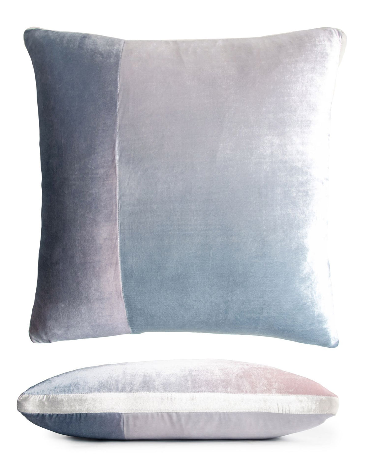 Fig Linens - Moonstone Color Block Velvet Pillow by Kevin O&#39;Brien Studio