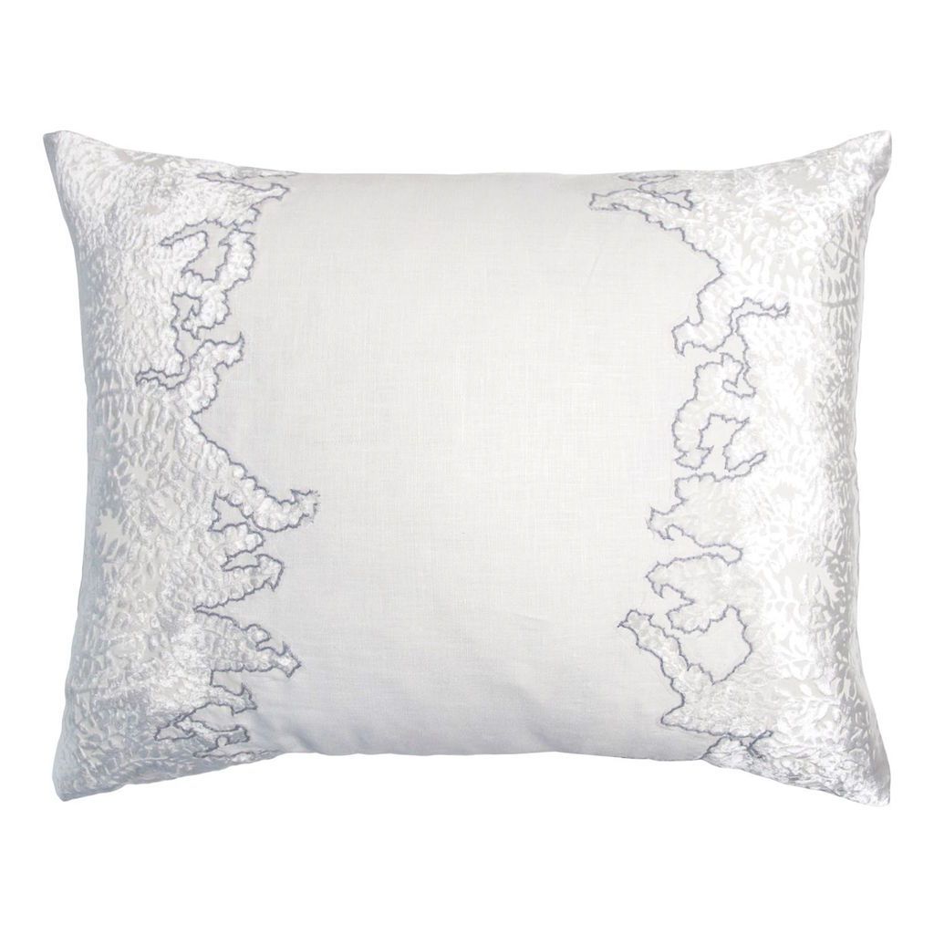 Ferns White & Grey Velvet Appliqué Pillow by Kevin O'Brien Studio 