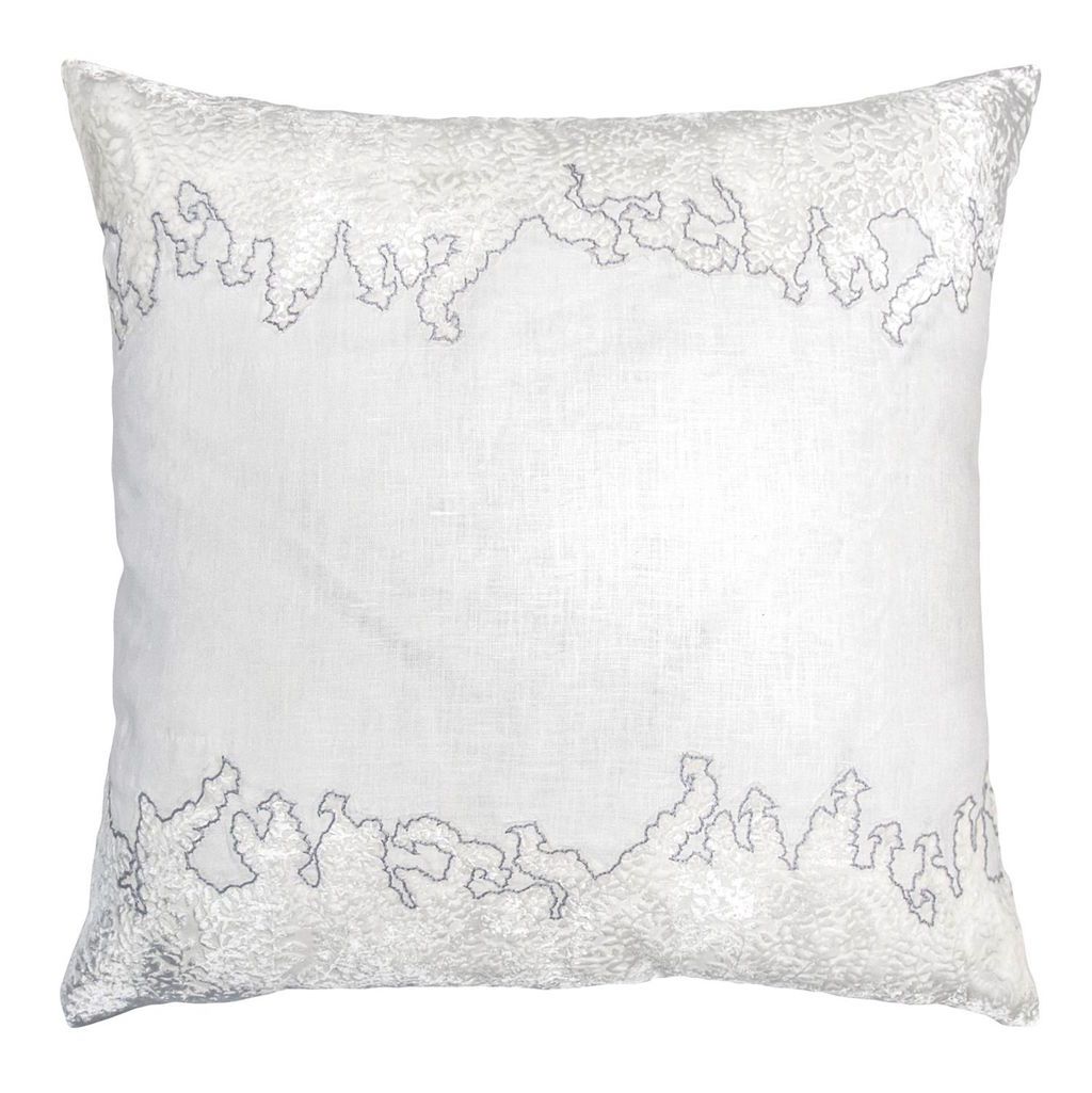Ferns White &amp; Grey Velvet Appliqué Square Pillow by Kevin O&#39;Brien Studio  - Fig Linens