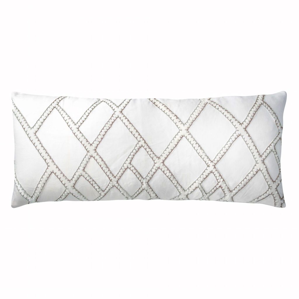Latte Net Velvet Appliqué Large Boudoir Pillow by Kevin O'Brien Studio | Fig Linens