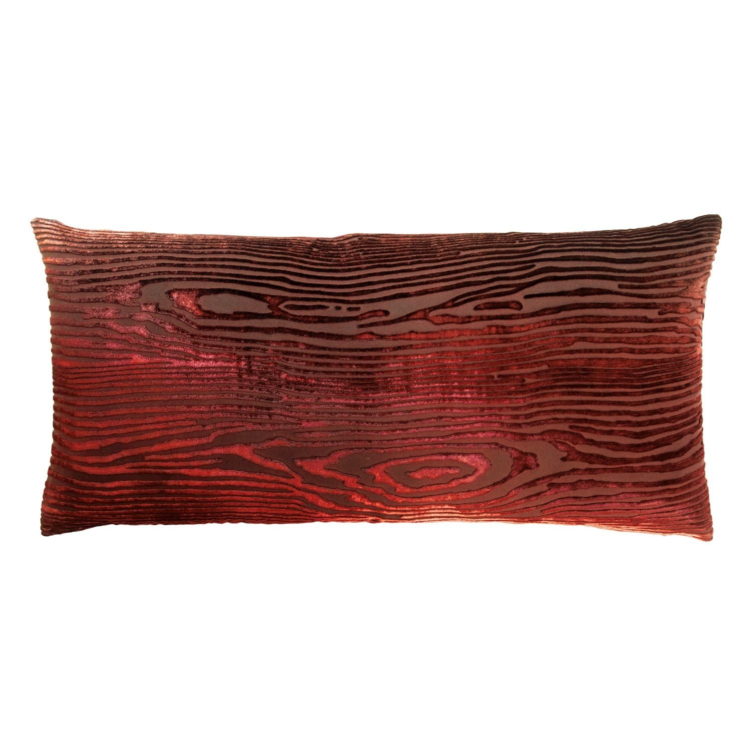 Fig Linens - Paprika Woodgrain Velvet Boudoir Pillow by Kevin O'Brien Studio 