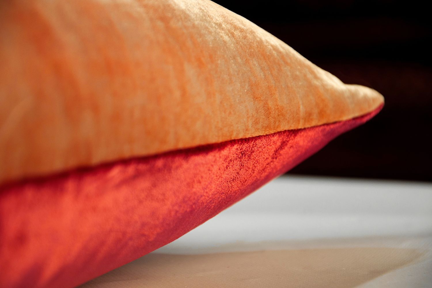 Fig Linens - Wildberry/Mango Two Tone Ombre Pillow by Kevin O'Brien Studio - Close up