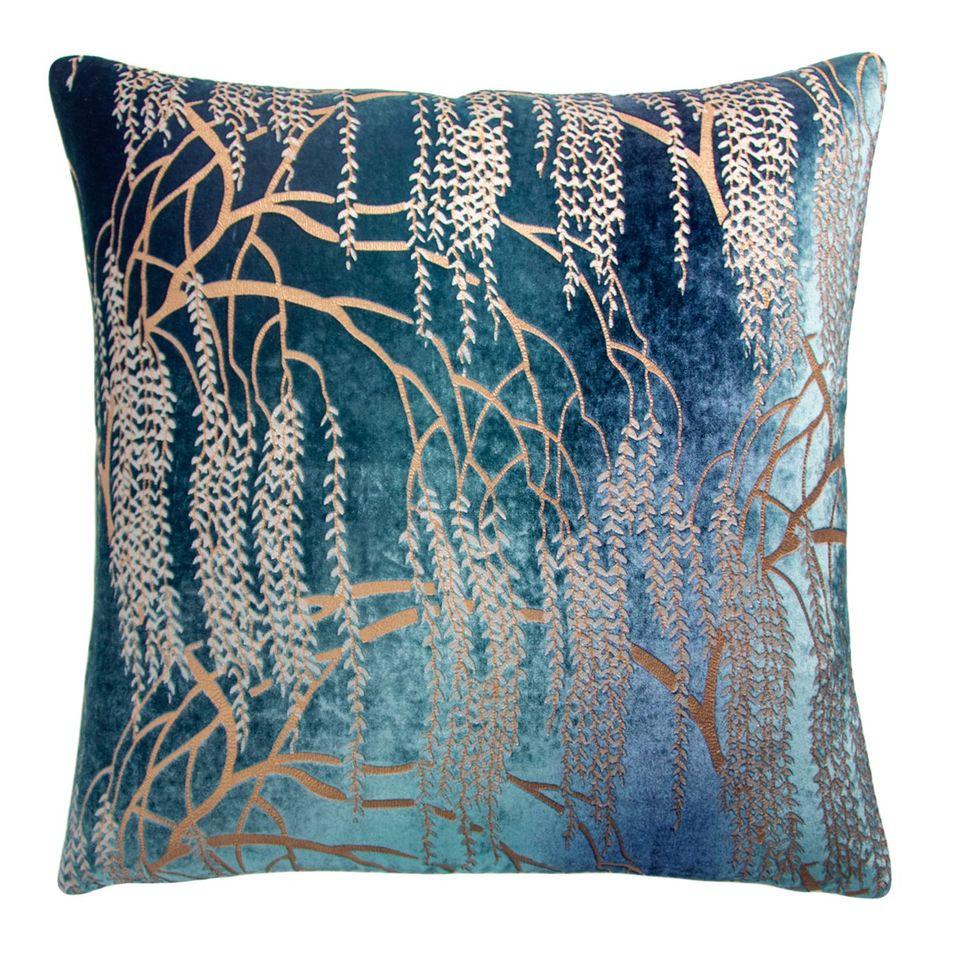 Fig Linens - Shark Willow Metallic Decorative Pillow by Kevin O'Brien Studio