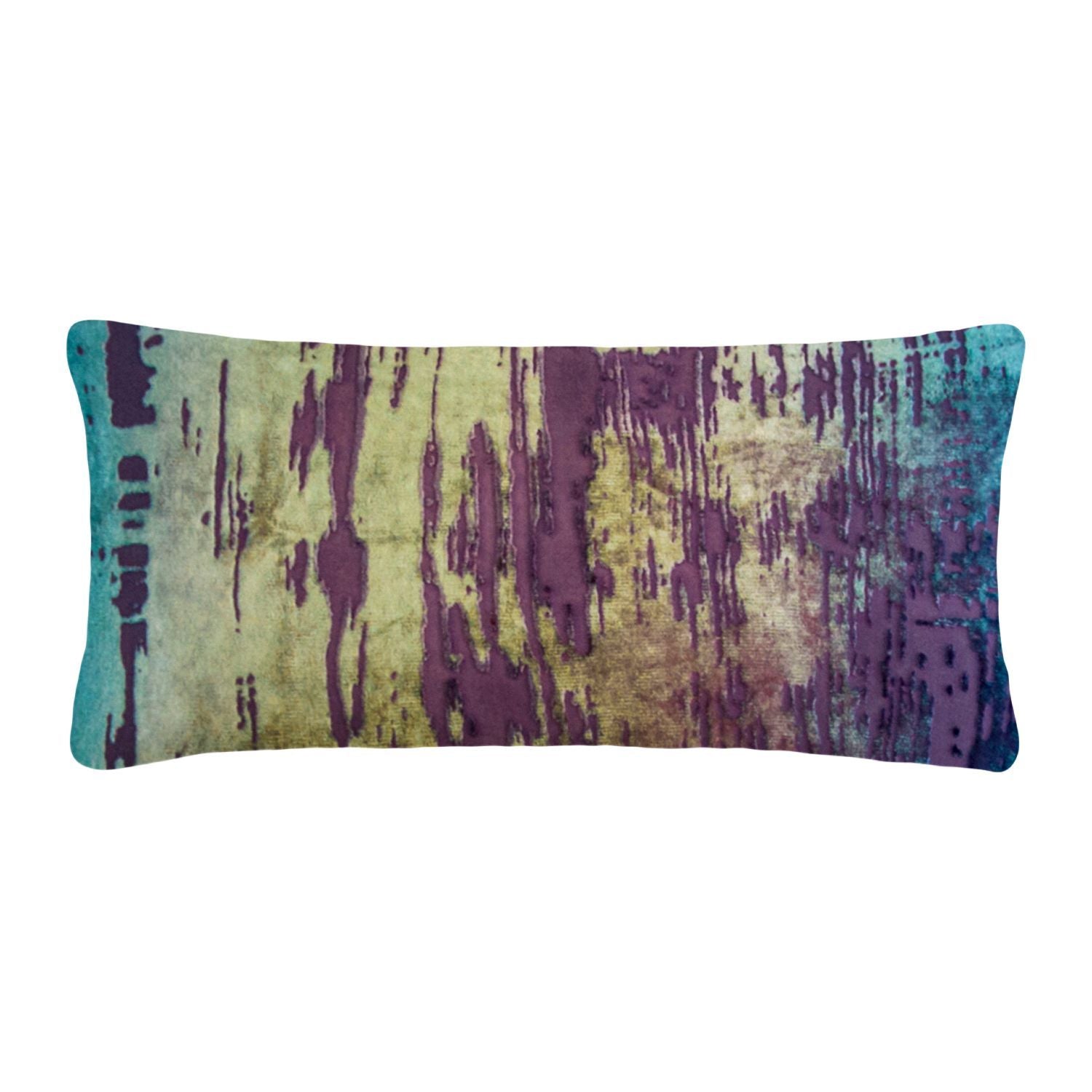 Fig Linens - Brush Stroke Peacock Velvet Boudoir Pillows by Kevin O'Brien Studio