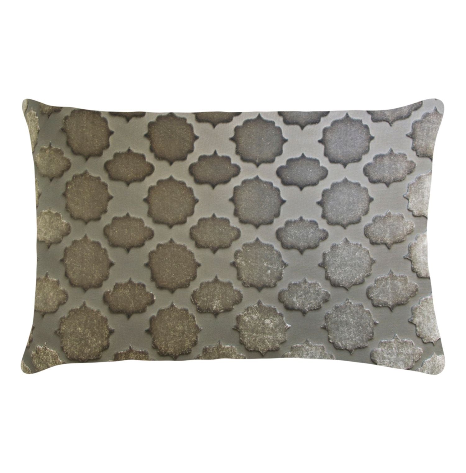 Fig Linens - Mod Fretwork Nickel Velvet Pillows by Kevin O’Brien Studio